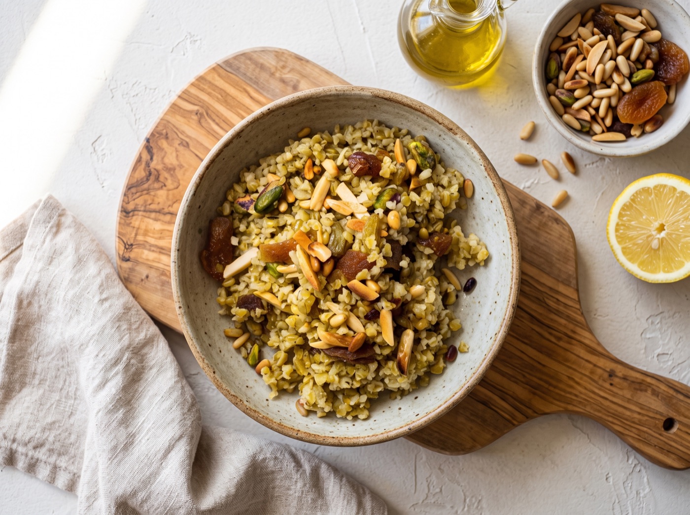 Freekeh, Roasted Green Wheat with Nuts